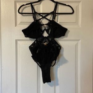 NWOT For Love and Lemons Black Skivvies Lingerie Sexy Bodysuit Top Size L